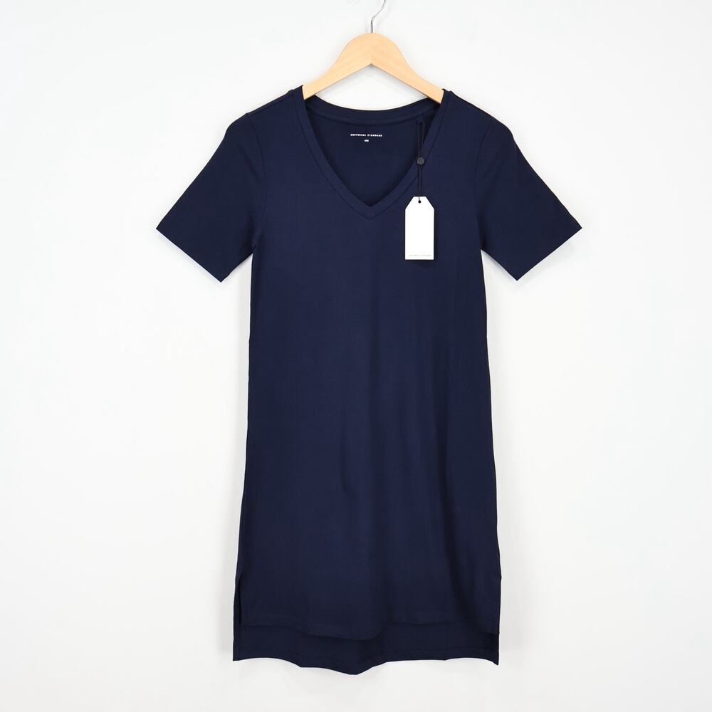 Universal Standard Tesino Short Sleeve Jersey Dress Navy Size 4XS 00 NWT